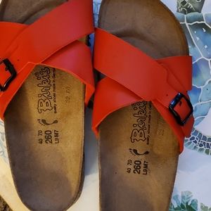 Red Leather Birkenstock Sandals  women US size 9